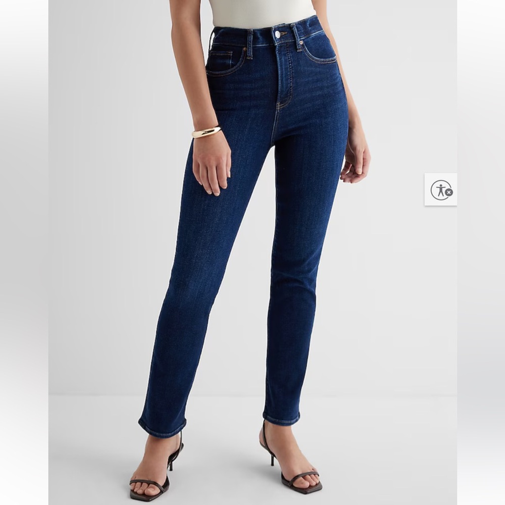 Express dark wash 90s slim super high rise